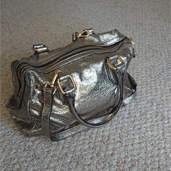 MILLY Zoey Metallic gold Satchel - Picture 1 of 12